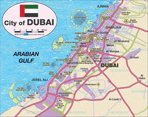 Uae Dubai Metro City Streets Hotels Airport Travel Map Info Detail