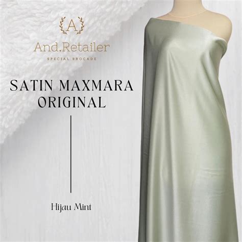 Jual Bahan Kain Satin Maxmara Pure Silk Original 100 Warna Hijau Mint