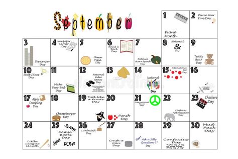 September 2023 Quirky Holidays And Unusual Celebrations Stock