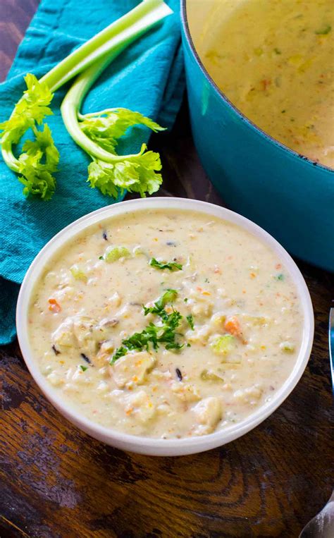 To make this soup recipe, place a large soup pot over medium heat saute garlic cloves in olive oil, then add carrot and celery and saute for a few minutes until softened. Panera Bread Chicken Wild Rice Soup - Copycat - Sweet and ...