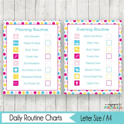 Morning And Evening Routine Chart Checklist Printable Girl Etsy