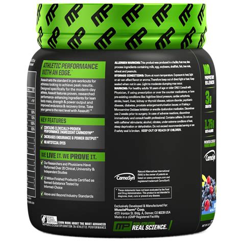 Buy Musclepharm Assault Pre Workout Blue Raspberry 30 Servings At