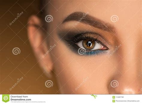 Close Up Of Beautiful Female Eye With Makeup Stock Photo Image Of