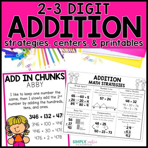 Addition With Regrouping 2 3 Digit Addition Centers Strategies