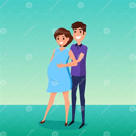 Happy Pregnant Couple Pregnant Wife And Husband Stock Vector