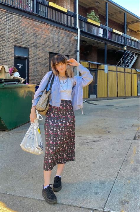 Outfit Inspo Long Midi Skirt Modest Aesthetic Indie Designer Prada Brandy Melville  Long