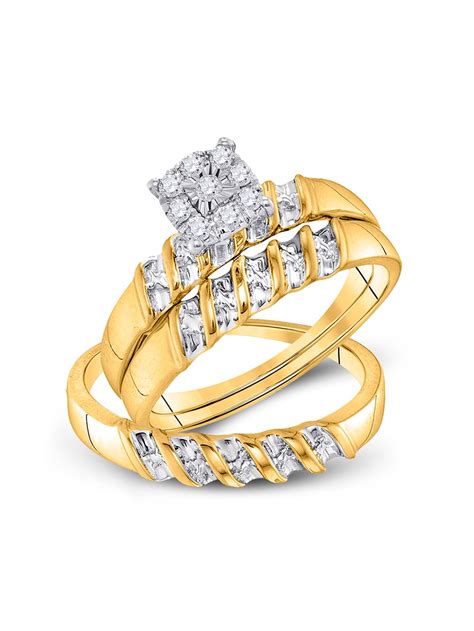 10kt Yellow Gold His Hers Round Diamond Solitaire Matching Wedding Set 18 Cttw