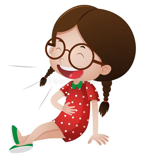 Little Girl In Red Dress Laughing Stock Vector Illustration Of