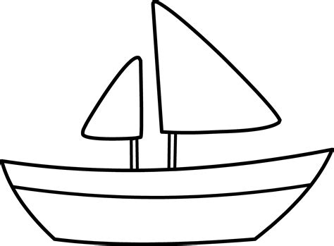 Free Canoe Clip Art Black And White Outline Sketch Coloring Page