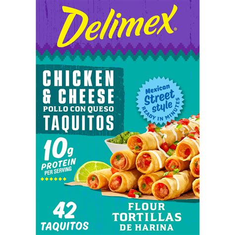 Delimex Chicken And Cheese Large Flour Taquitos Frozen Snacks