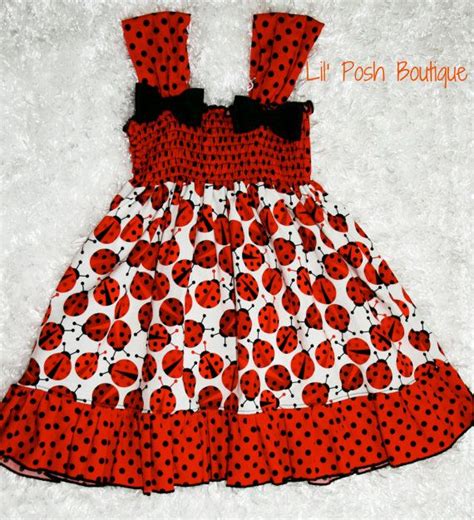 Ladybug Polka Dot Ruffled Summer Dress Red And Black Dots Baby Summer