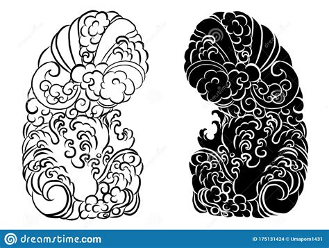 Traditional Japanese Tattoo Background for Tattoo Design. Stock Vector