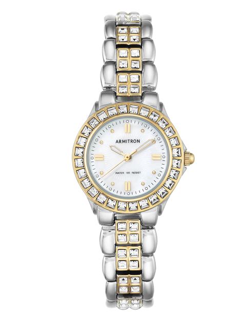 Armitron Womens Two Tone Mother Of Pearl Dress Watch