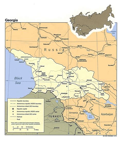 Detailed Political Map Of Georgia With Roads Railroads And Major Cities Georgia Asia