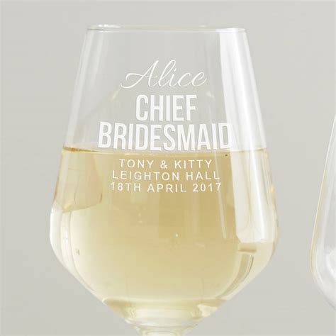 Personalised Chief Bridesmaid Wine Glass By Becky Broome