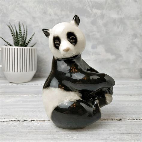 Panda Porcelain Figurine Vintage Lomonosov Animal Sculpture Etsy