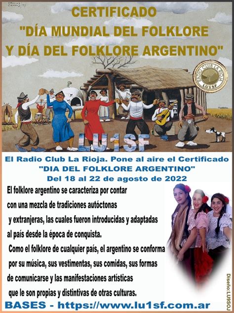 Certificado DÍa Mundial Del Folklore Y DÍa Del Folklore Argentino
