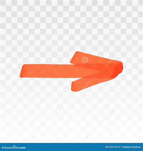 Orange Highlighter Arrow Isolated On Transparent Background Marker Pen