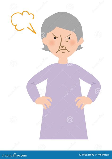 Grandma Of Vector Illustrations Angry With Blood Up To The Head Stock