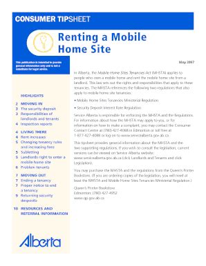 Fillable Online Renting A Mobile Home Bsiteb Bcoldlakeinfobbcomb Fax