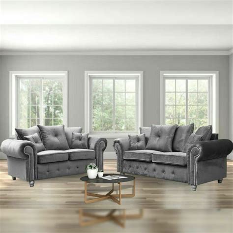 Grey Plush Sofa Set Plush Fabric 32 Seater Free Delivery