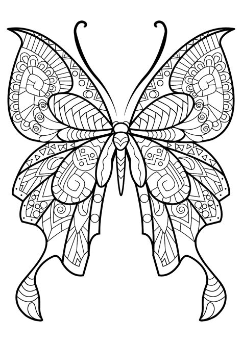 Magic butterfly style zentangle, freehand drawing. Butterflies to color for kids - Butterflies Kids Coloring Pages
