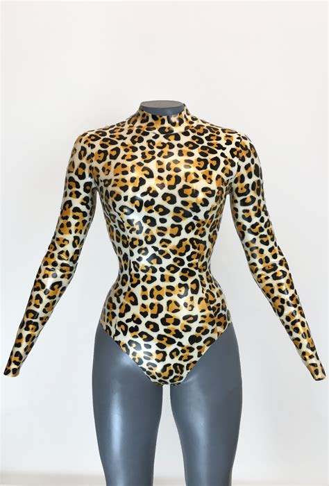 Leopard Long Sleeve Bodysuit Lady Lucie Latex