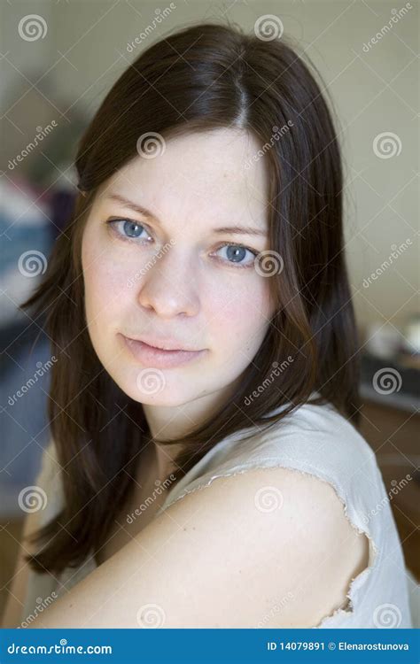 Portrait Of Serious Woman With Blue Eyes Stock Image Image 14079891