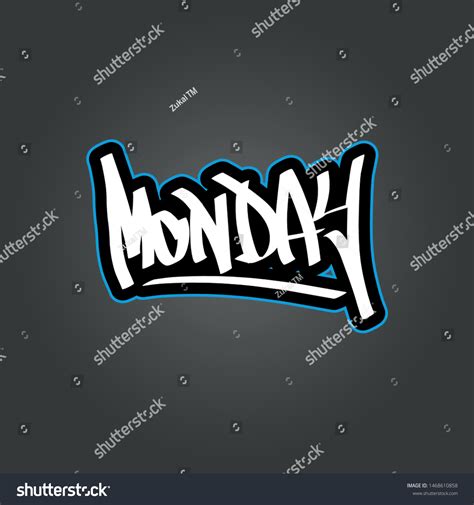 Monday Day Week Graffiti Font Letters Stock Vector Royalty Free
