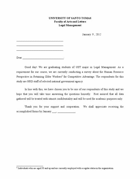 O'leary (2014) offers final instructions to include a cover letter that describes who you are, the aim of the. Letter for Thesis Respondents