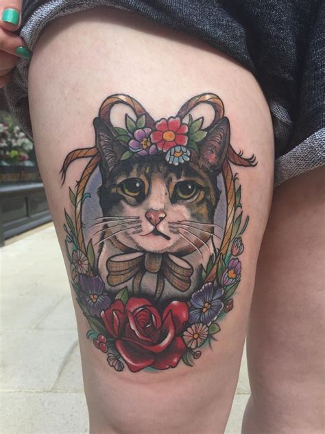 Download My buddy | Cat portrait tattoos, Thigh tattoo, Tattoos