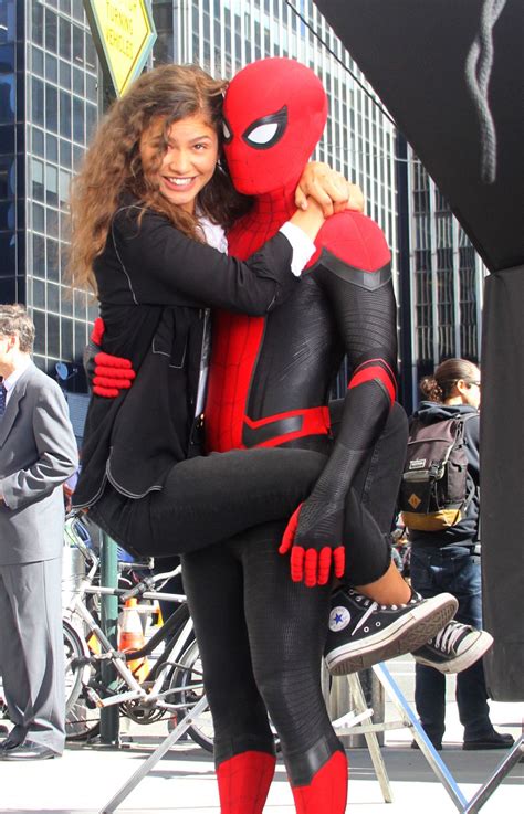 Spiderman filming with zendaya and tom holland. Zendaya At the Spider-Man Far from Home movie set outside ...