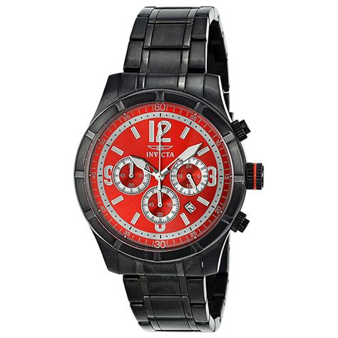 Invicta Specialty Classic Chronograph Red Dial Black Pvd Mens Watch