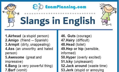 Slangs In English 91 Slang Words With Meaning And Sentences Examplanning