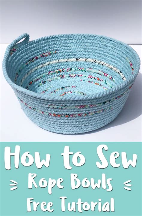 A Bowl With The Words How To Sew Rope Bowls On It And An Image Of A