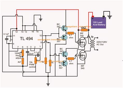 Ic Tl494 Pwm Modified Sine Wave Inverter Circuit