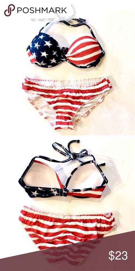 New American Flag Bikini Cheeky Bottom Padded Top American Flag Bikini Cheeky Bikini Bottoms
