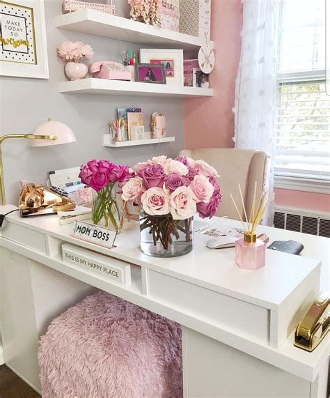 Pretty Pink Gold And White Inspired Decor Home Office
