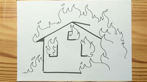 How To Draw Burning House Easy Youtube
