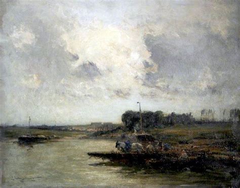 On The Marne Above Nogent France Painting Edmund Aubrey Hunt Oil