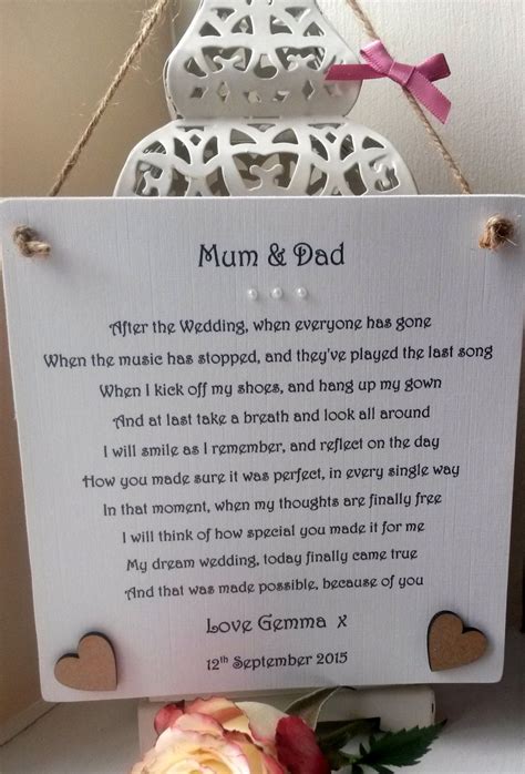I can confidently say i wouldn't have grown and learned as much as i have these. Mum and Dad Wedding gift personalised Wedding Thank You ...