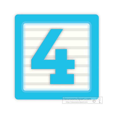 Numbers Number Block Four Classroom Clipart