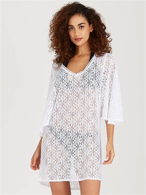 Lace Swim Cover Up White Roxy Kaftans And Cover Ups