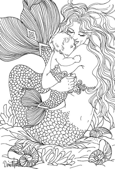 21 porcupine coloring page compilation. Garden of the Nautilus mermaid baby digital stamp ...