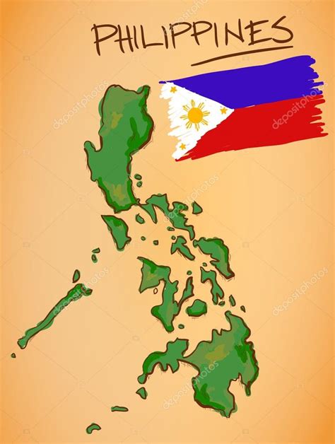 Philippines Map And National Flag Vector Stock Vector By