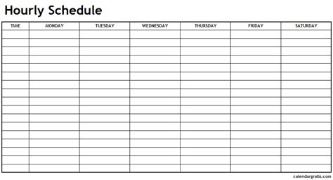Printable Hourly Schedule Template 24 Hours Planner Blank Templates