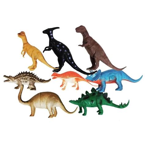 Miniatura Coleção 8 Dinossauros De Brinquedo Dino World Em Borracha