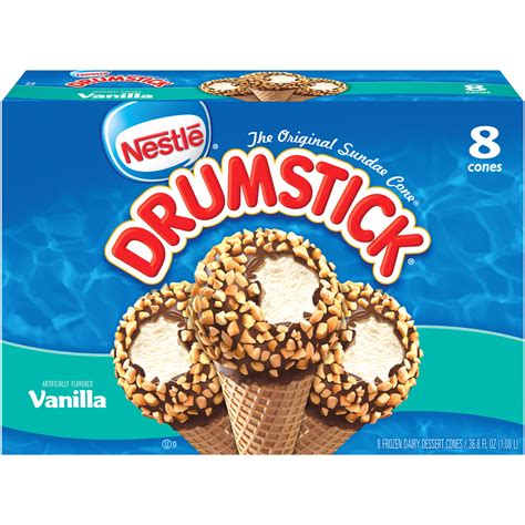 Drumstick Original Vanilla Sundae Cone 8 Ct Box Frozen Dessert