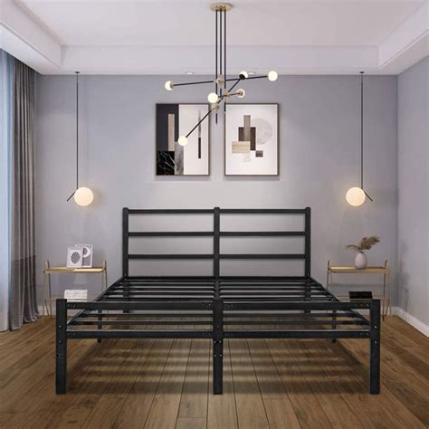 Buy Kingso Full Bed Frames With Headboardblack 14 Inch Metal Platform