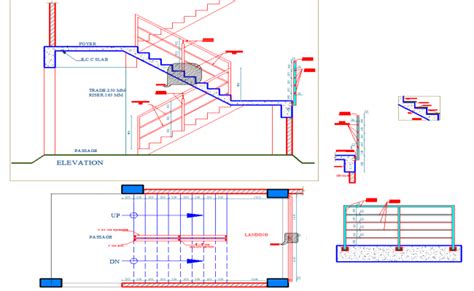 Stairs and steps cad details author: DWG AutoCAD drawing file of the AC cassette type section ...